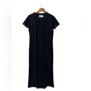 PISTOLA Kay Paneled T-Shirt Dress Black Contrast Stitch Slit SHort Sleeve